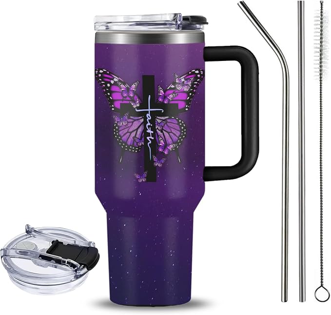 Christian Gifts for Women, 40 oz I Can Do All Things Christ Tumbler With Handle, Inspirational Religious Birthday Gifts for Faith Cup, Christian Jesus God Bible Verse Pastor Prayer Gift for Christmas