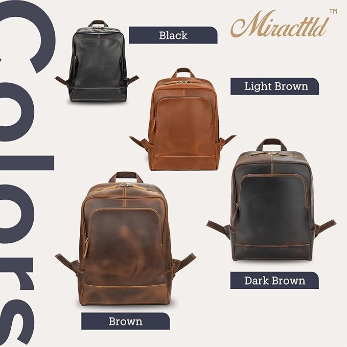 Leather Backpack for Men 15.6" Laptop Backpack 100% Madagascar top-Grain