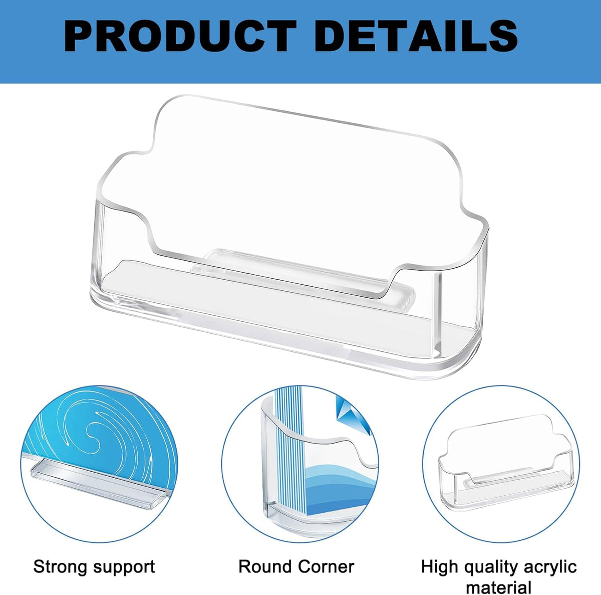 Mototo Acrylic Business Card Holder for Desk, 40 Pack Plastic Business Card Display Clear Business Card Holder Desktop Cards Stand for Home Office Exhibition Desk Table, Fits 30-50 Business Cards