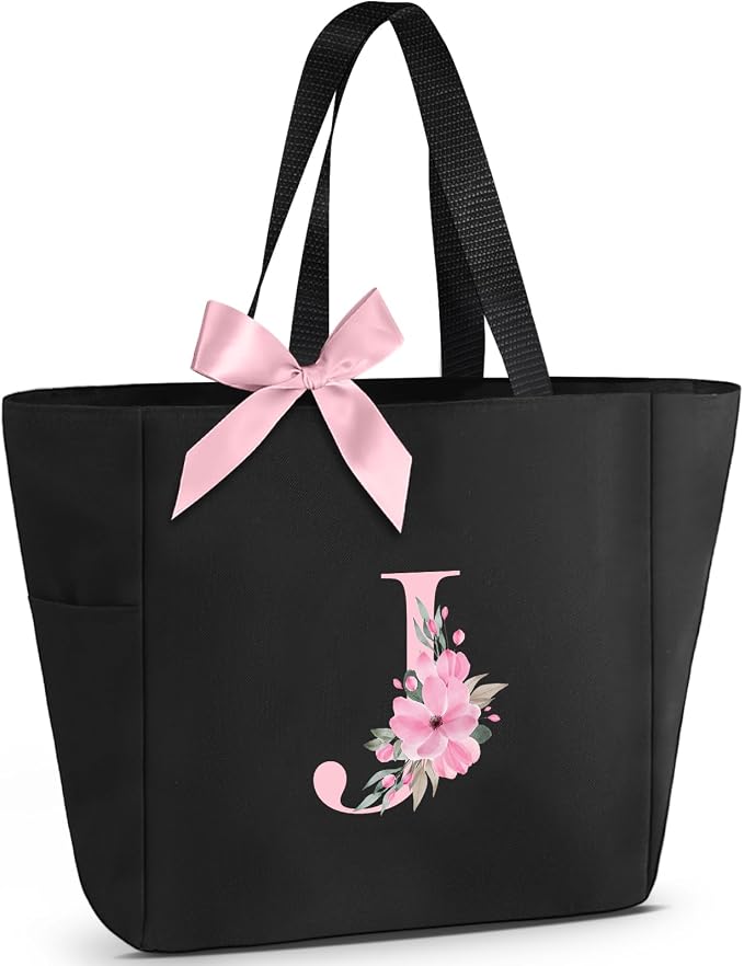 Vavabox Tote Bag, A-Z Initial Monogrammed Waterproof Tote Bag, Bridesmaid Gifts