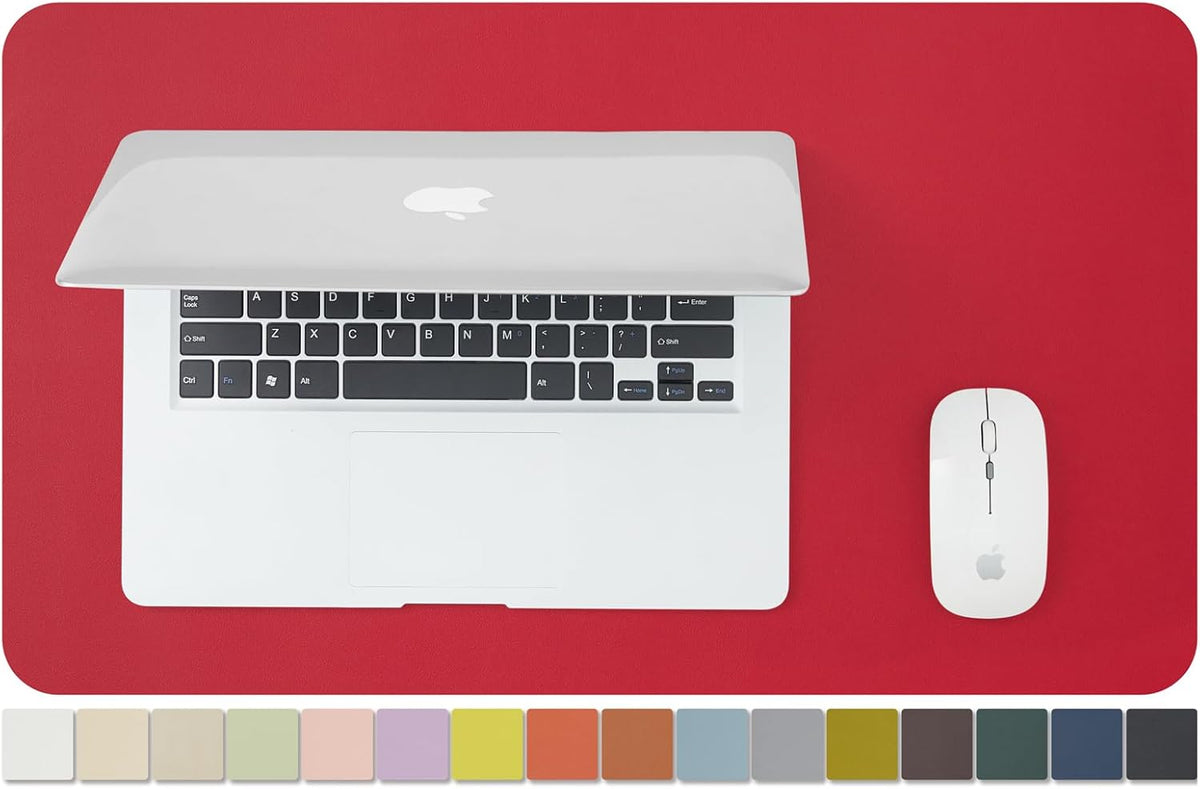 Leather Desk Mat - Small Non-Slip PU Desk Pad for Office and Home - Desk Organization and Accessories - Ideal for Large Mouse Pad and Small Desk Mats on Top of Desks (Rose Red,23.6"x 13.8")
