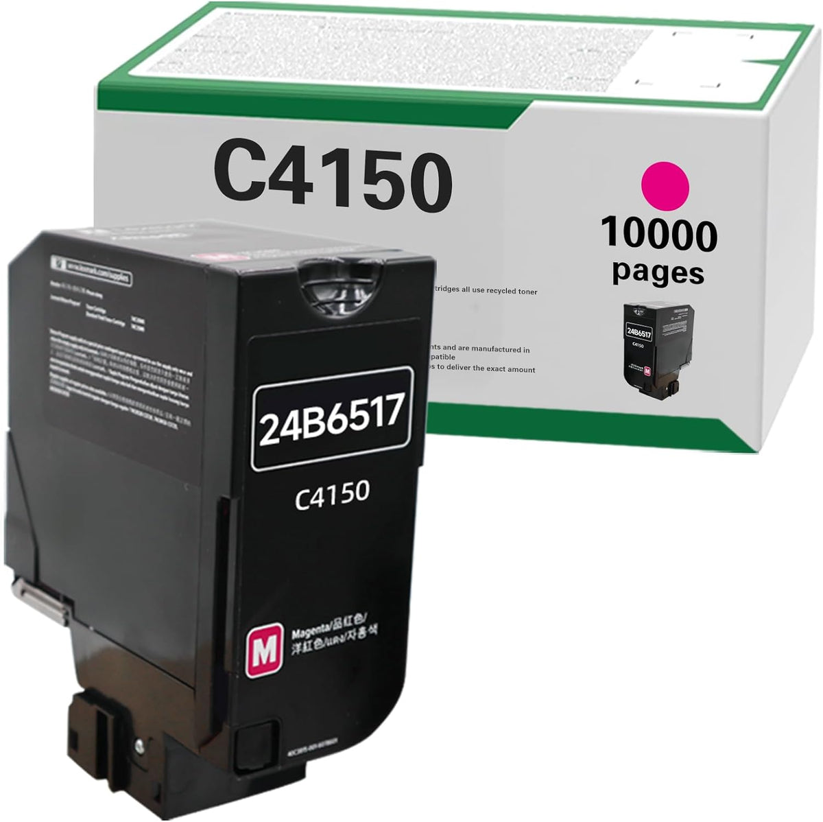 C4150 10000 Pages Magenta High Yield Toner Cartridge Compatible for Lexmark 24B6517 for Lexmark C4150 Laser Printer (1M, 1-Pack)