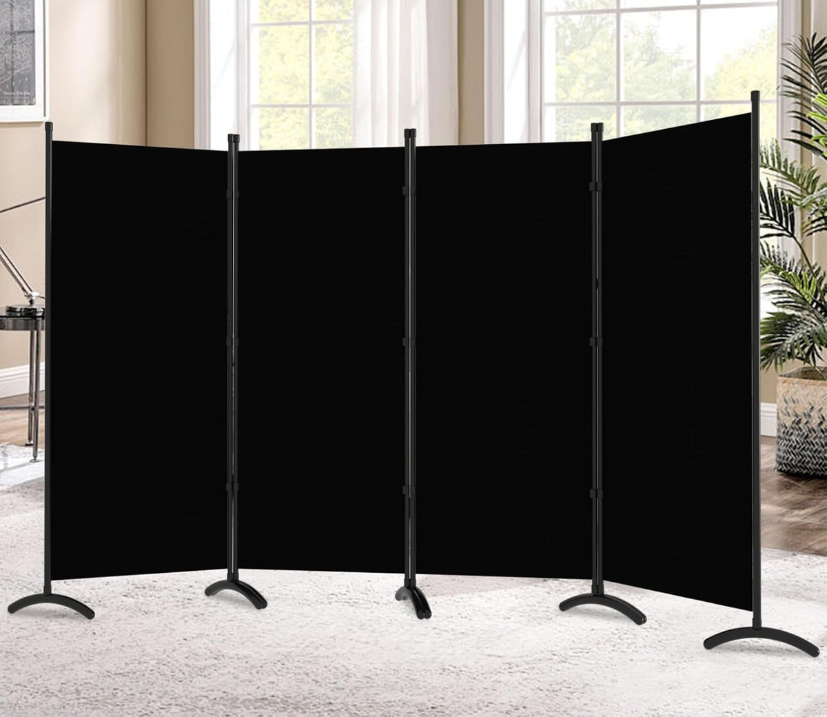 Room Divider 4 Pane 88''W Partition Room Dividers and Folding Privacy Screens Wall Divider for Room Separation, Freestanding Fabric Room Divider Panel