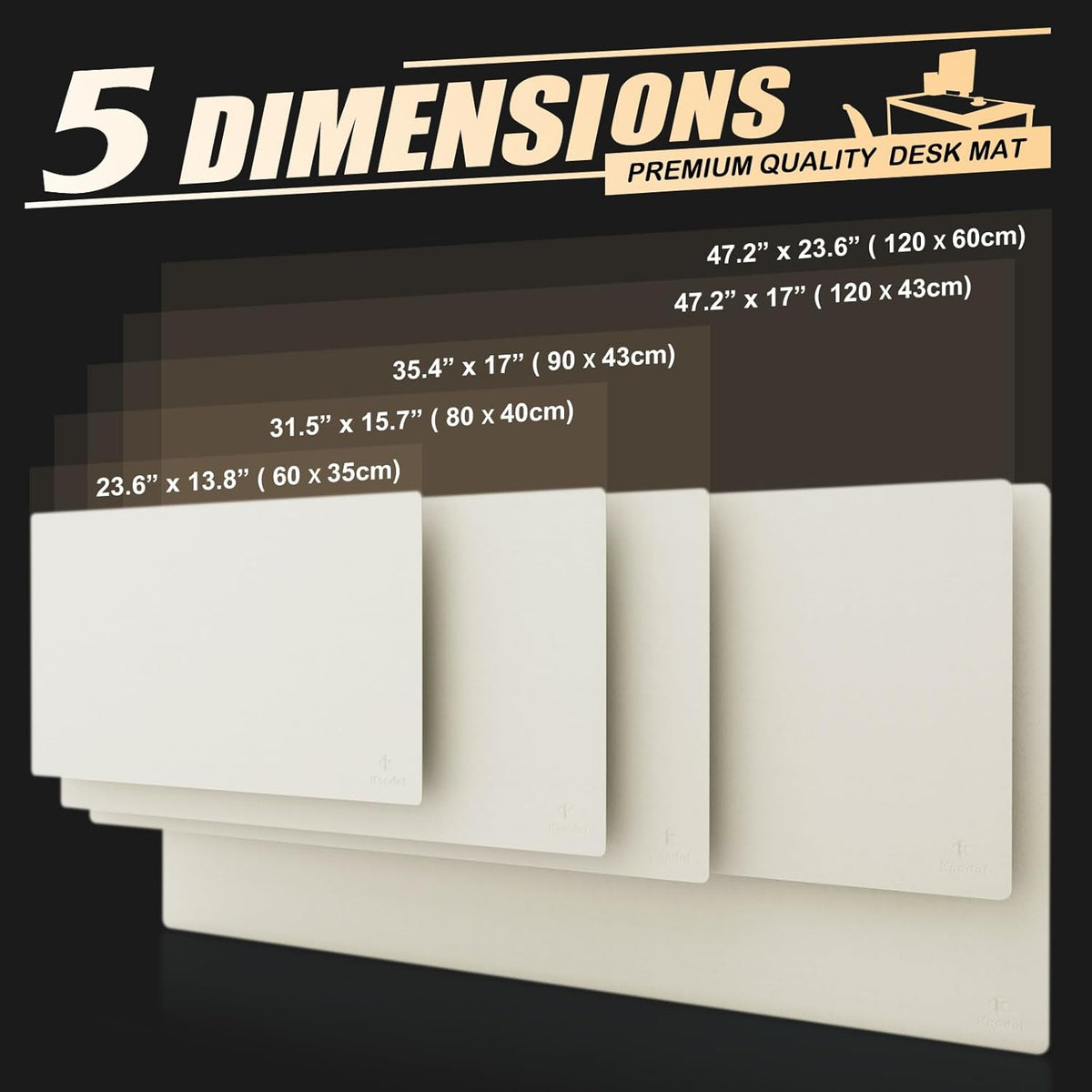 K KNODEL Large Office Leather Desk Mat, Mouse and Keyboard Pad, Computer and Laptop Mat, Desktop Protector and Cover, Writing Pad and Blotter (47.2"x17", White)