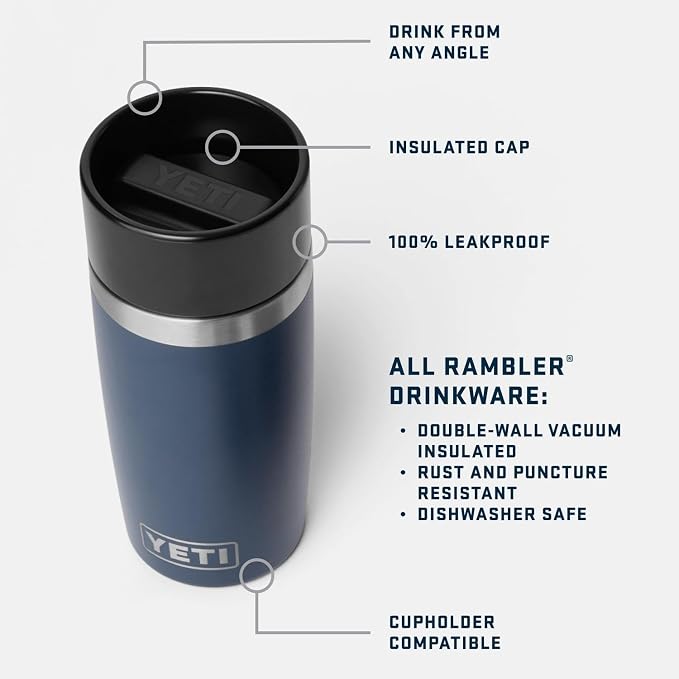 YETI Rambler 12 oz Travel Bottle, Stainless Steel, Vacuum Insulated with Leakproof Commuter Cap, Blue Camo