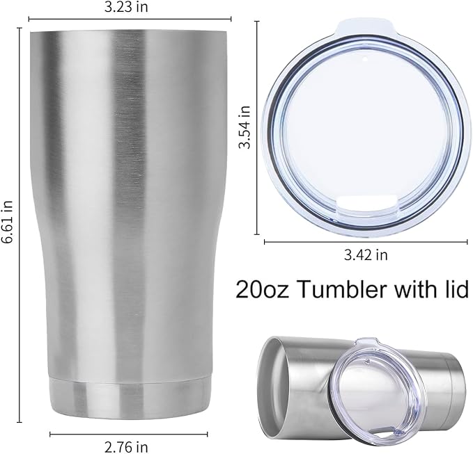 DOMICARE 20oz Tumbler with Lid Stainless Steel Tumblers Bulk, Double Wall