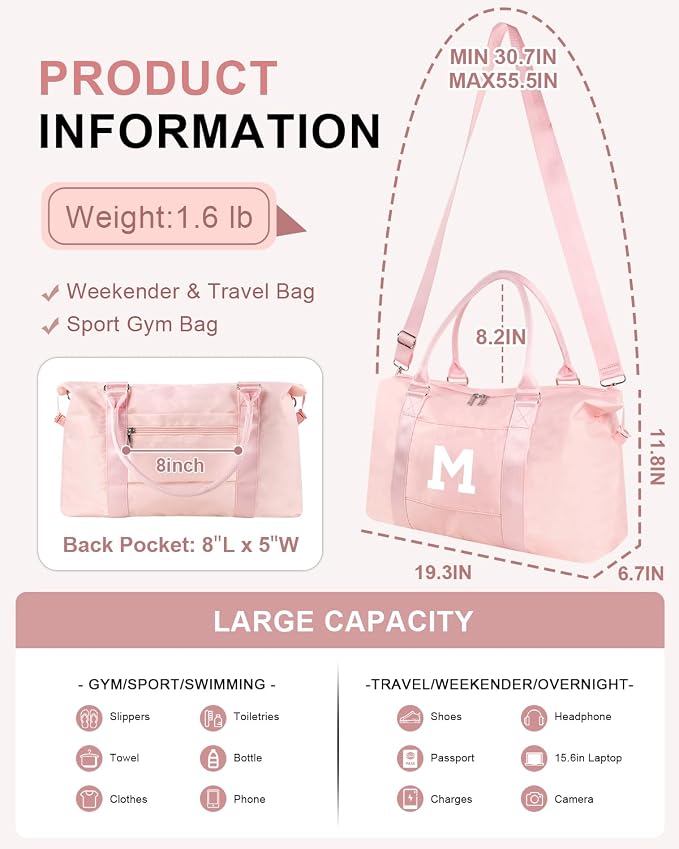 Initial Travel Duffel Bag Sports Gym Bag