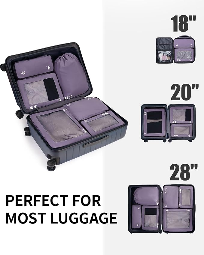 ECOHUB 7 Set Packing Cubes Tear-Resistant Luggage Packing Organizers