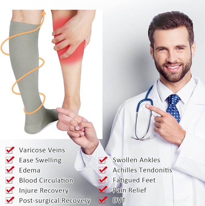 CASMON 2 Pairs Zipper Compression Socks