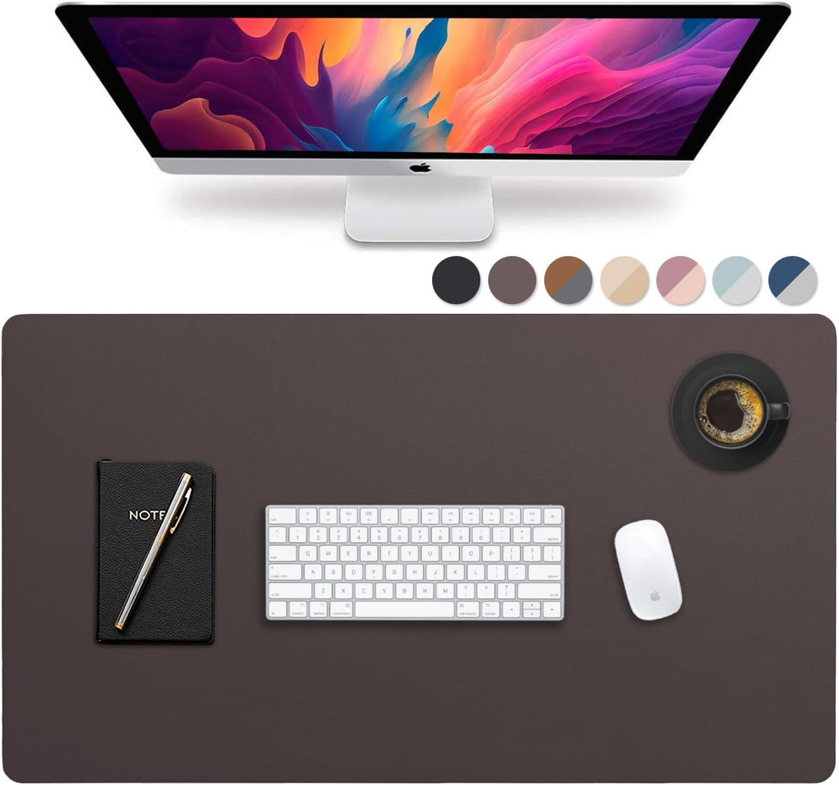 Vine Creations Leather Desk Mat Large 36" x 20", Desk Protector Mat, PU Leather Desk Pad, Large Mouse Pad, Desk Blotter, Desk Pads on Top of Desks, Desk Matt for Desktop, Office Desk Mat (Dark Brown)