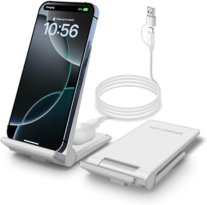 25W Wireless ChargerFoldable 2 in 1 Wireless Charging Station for Apple iPhone 16/16 Pro/15/14/13/12/11/Plus/SE/X/AirpodsPDKUAI 15W Fast Dual Wireless Induction Charge Stand for Samsung/LG