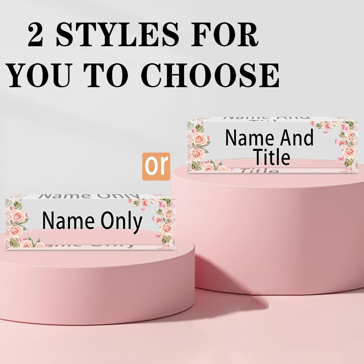 Name Plate for Desk Personalized, Acrylic Desk Decorations, Employee Appreciation Gifts, Custom Office Gifts for Coworkers, Boss, Teacher, Nurse (Rose)