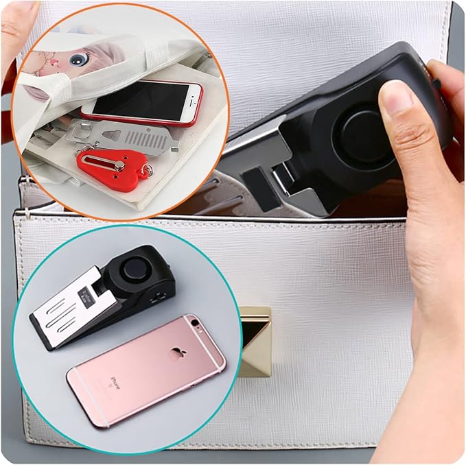 3 Packs Portable Door Stop Alarm & Door Lock, Upgraded Home Security Door