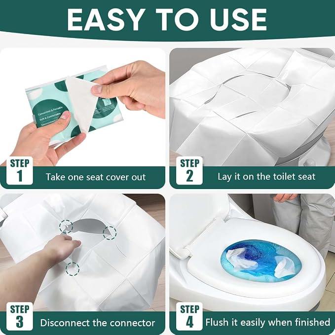 120 Pcs Disposable Flushable Paper Toilet Seat Covers Travel Supplies Essentials