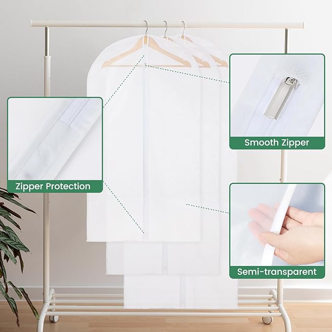10 Pack Translucent Garment Bags