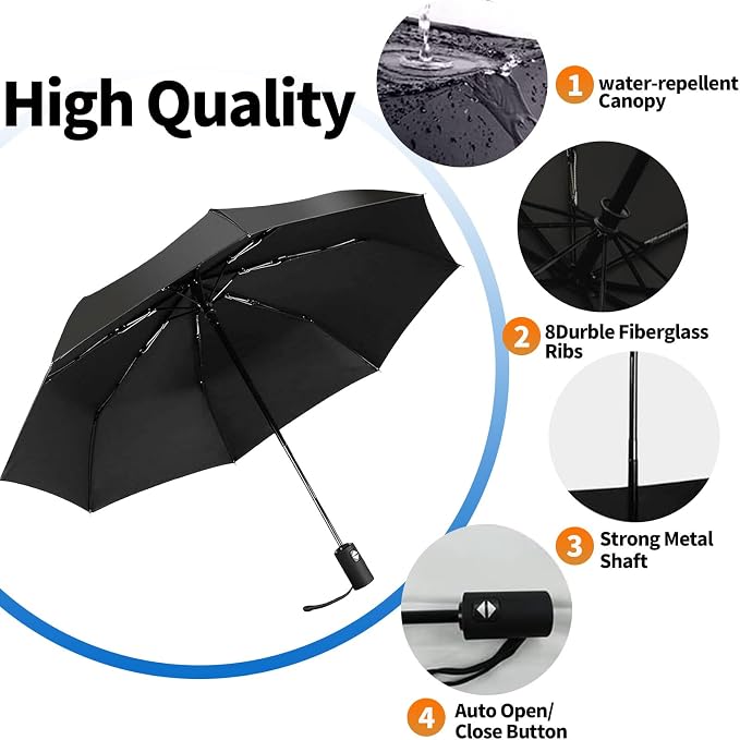 LLanxiry Compact Travel Umbrella, Mini Windproof Umbrellas