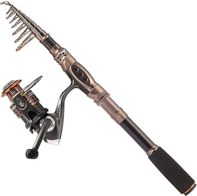 PLUSINNO Fishing Rod and Reel Combos Carbon Fiber Telescopic Fishing Pole