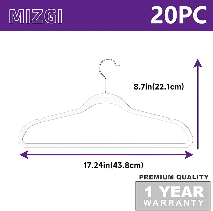 MIZGI 20 Pack Clear Plastic Hangers
