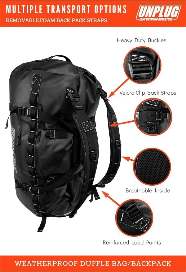Duffel Bag, Storm Grey, Waterproof, 1680D Heavy Duty, Tactical Duffle Bag