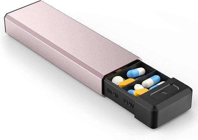 HEIYING Pill Organizer with Aluminum Shell