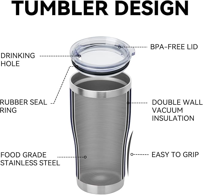DOMICARE 20oz Tumbler with Lid Stainless Steel Tumblers Bulk, Double Wall