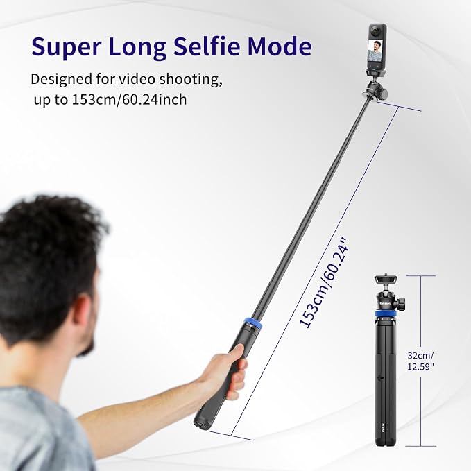 Selfie Stick Tripod for Gopro Camera, Portable Lightweight Camera Tripod for