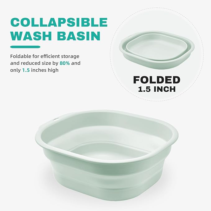 2 Pack Collapsible Wash Basin Set, Foldable Dish Tub, Small Medium Portable Sink