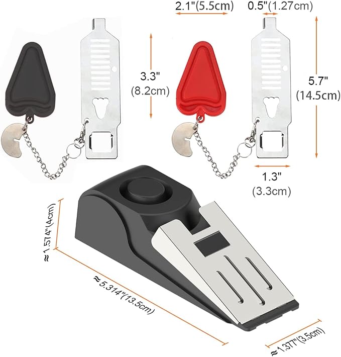 3 Packs Portable Door Stop Alarm & Door Lock, Upgraded Home Security Door