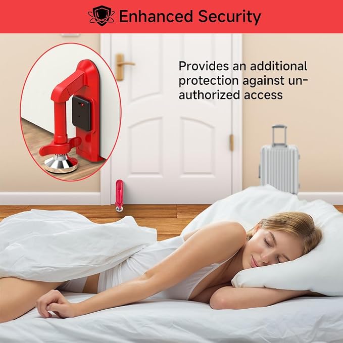 Portable Alarm Door Stopper for Additional Safety in Hotel, Apartment and