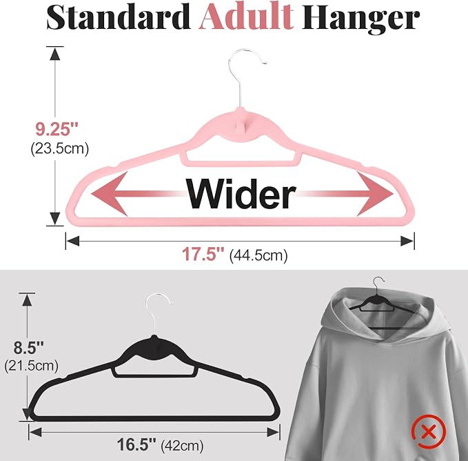 Velvet Felt Stackable Hangers 50 Pack, Non Slip,