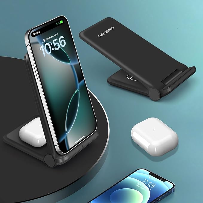 25W Wireless ChargerFoldable 2 in 1 Wireless Charging Station for Apple iPhone 16/16 Pro/15/14/13/12/11/Plus/SE/X/AirpodsPDKUAI 15W Fast Dual Wireless Induction Charge Stand for Samsung/LG