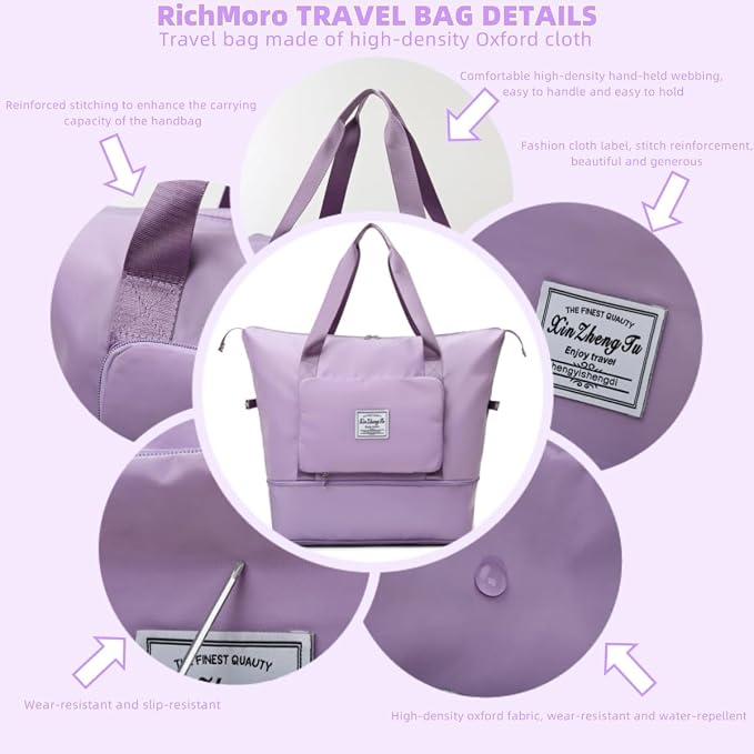 Large Capacity Foldable Travel Bag, Expandable lightweight Carry on Bag