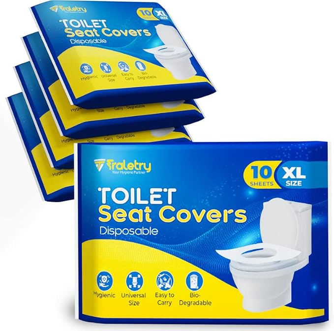 Toilet Seat Covers Disposable Flushable Travel Pack of 50 XL-Disposable Toilet