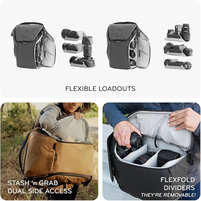 Peak Design Everyday Backpack V3 20L, MagLatch Top, Dual Side Access, FlexFold
