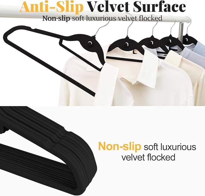 Velvet Felt Stackable Hangers 50 Pack, Non Slip,