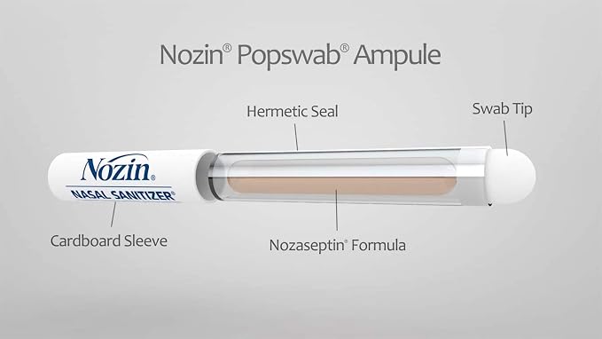Nozin® Nasal Sanitizer® Antiseptic Popswab® Ampules 10ct Pack | Kills 99.99% of