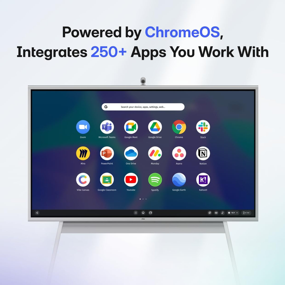 Vibe S1 4K UHD Smart Board, 75 Inch Digital Whiteboard for Office and Classroom, Electronic Presentation Meeting Device for Hybrid Work, Interative Touchscreen Display, Chrome OS and 250+ Free Apps