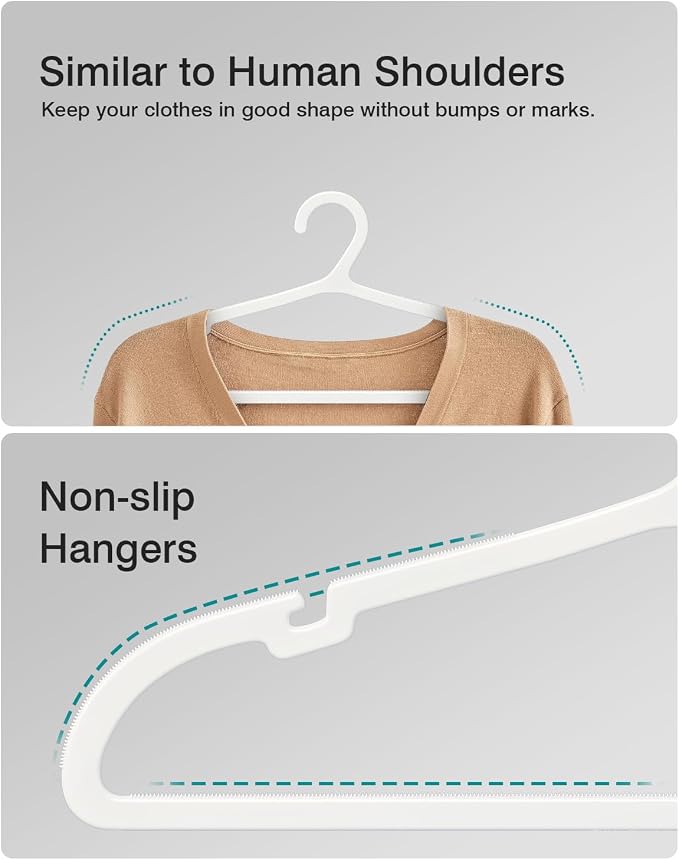 30 Pack Clothes Hangers, Non Slip Plastic Coat Hangers, Space Saving Hangers