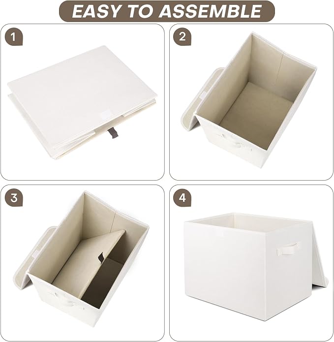 Large 22 Quart Linen Fabric Foldable Storage Bin Cube Organizer Basket
