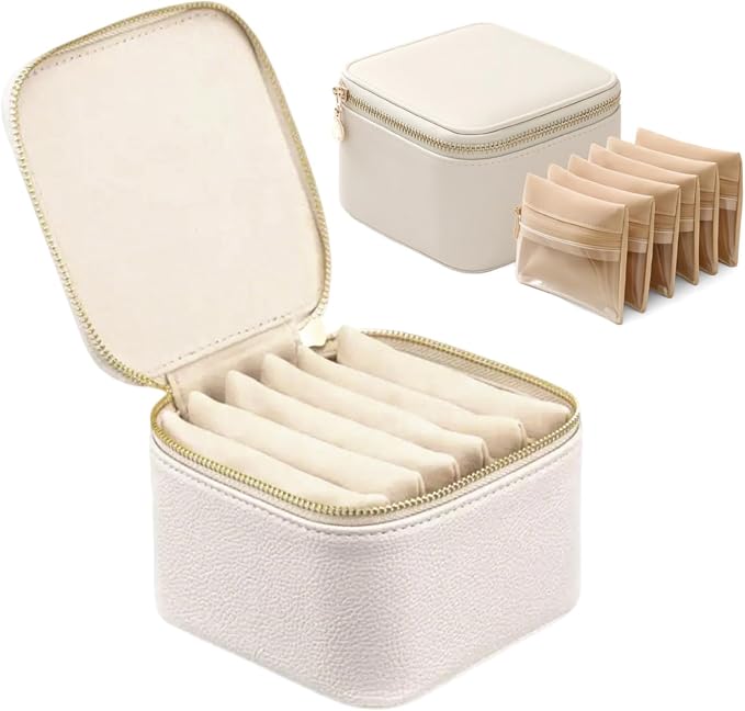 Jewelry Box Organizer for Women, Small Jewelry Travel Case, Leather Travel