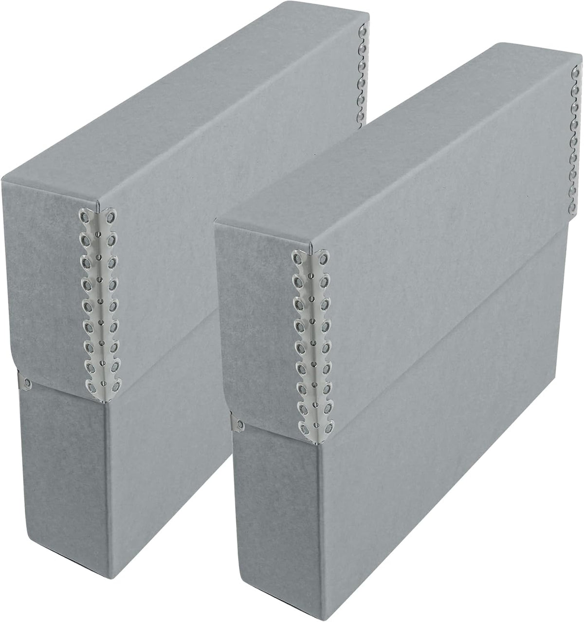 Lineco Archival Document Storage Box with Metal Edge, Acid-Free Gray Boxboard, Organize and Store Files, Prints, Photos, Letter-Sized Case 12.5" x 10.5" x 2.5" Wide, Pack of 2