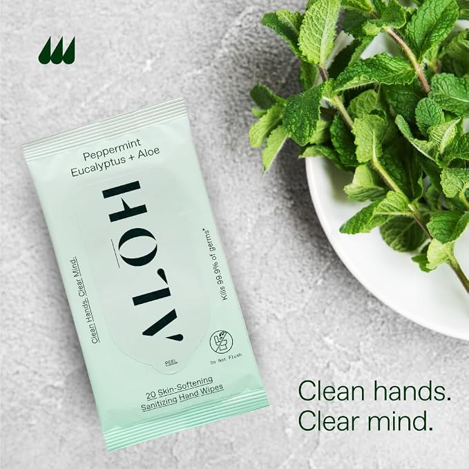 ALŌH Peppermint Eucalyptus + Aloe Sanitizing Hand Wipes