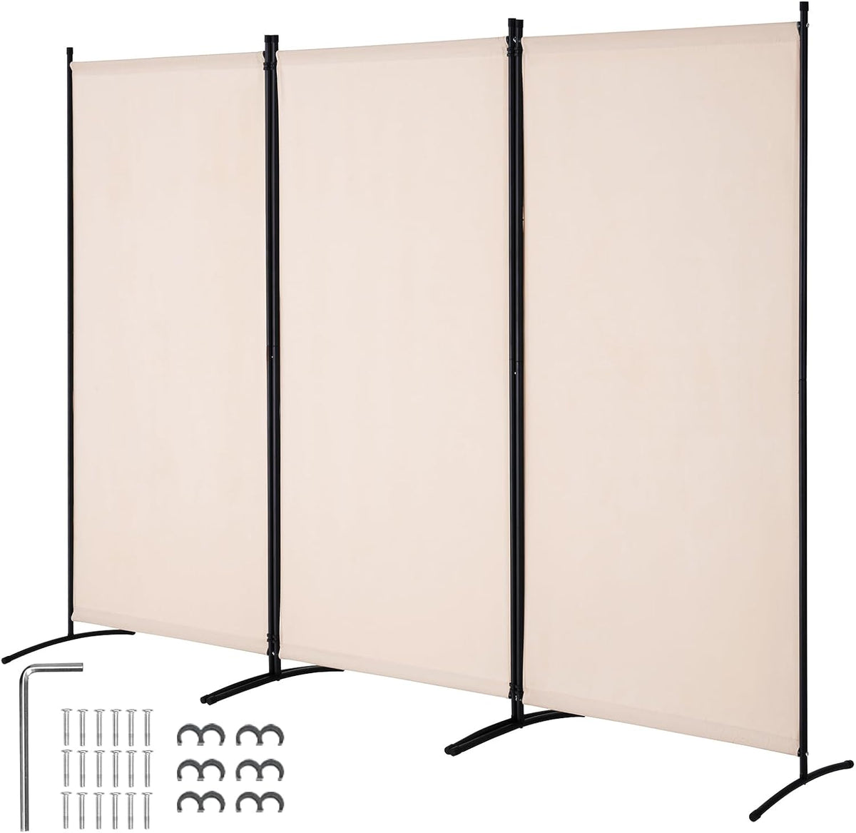 VEVOR Room Divider, 3 Panel Room Divider, Folding Privacy Screen and Portable Partition Divider for Room Separation, Freestanding Room Partitions for Office, Bedroom, Study, Beige