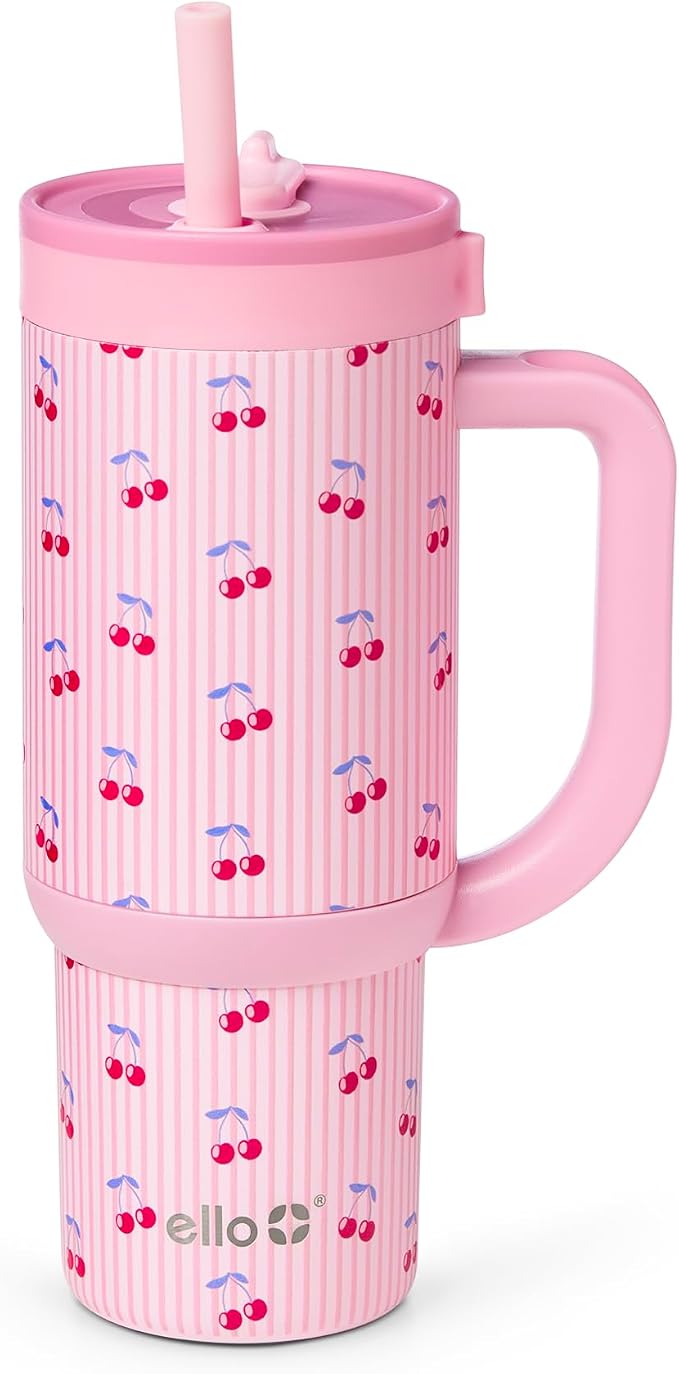 Ello Oasis 18oz Stainless Steel Tumbler - Preppy Cherries