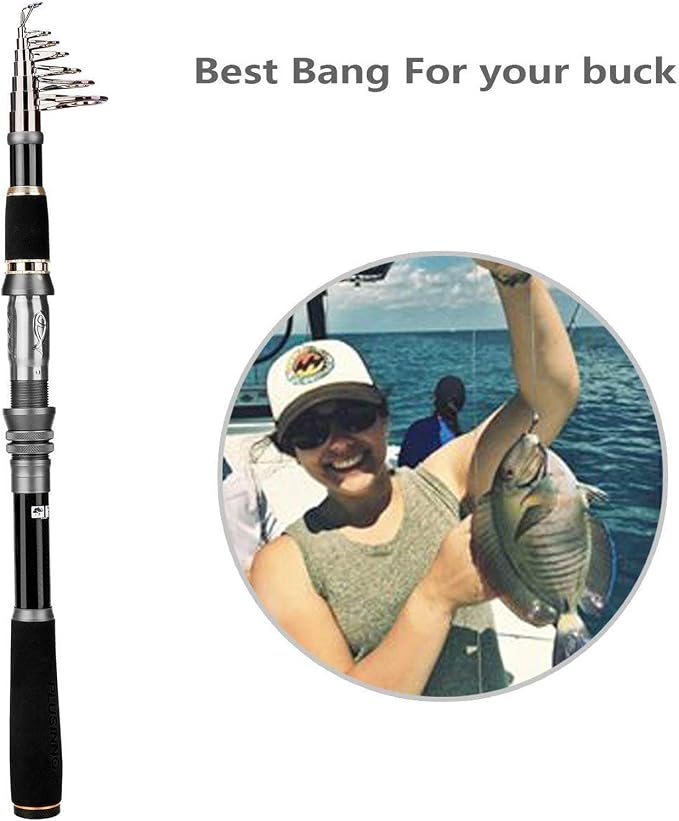 PLUSINNO Fishing Rod, Telescopic Fishing Rod and Reel Combo, Collapsible Travel
