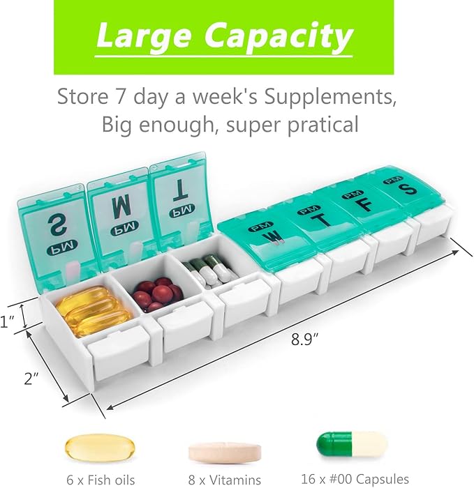 Extra Large Weekly Pill Organizer 2 Times a Day