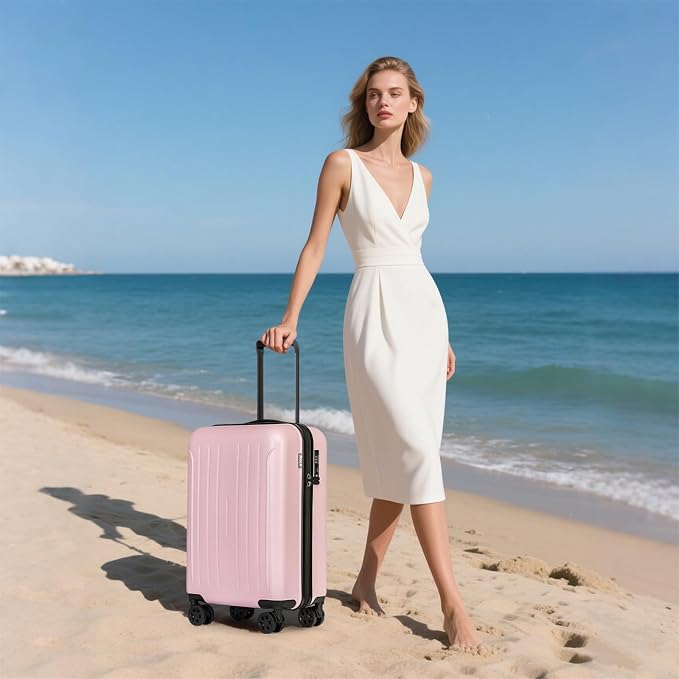 KYME Suitcase Hardshell With Double Spinner Wheels, PC+ABS TSA Lock Travel