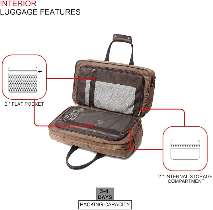Duffle Bag for Men Waterproof Genuine Leather Canvas Travel Duffel Bags for