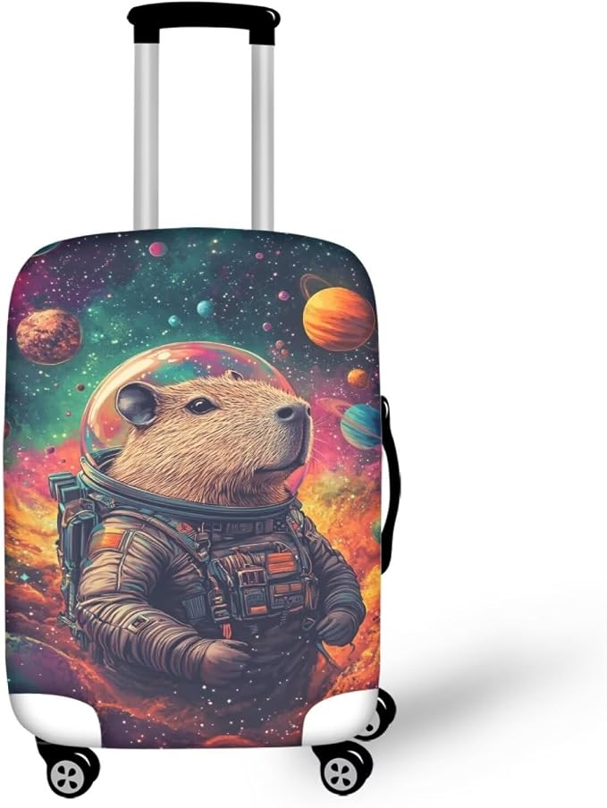 Cute Capybara Suitcase Cover Fit 22-25 Inch Anti-Scratch Washable Spandex