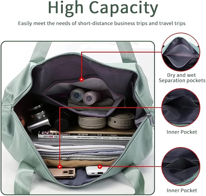 Large Capacity Foldable Travel Bag Expandable Portable Carry on Bag Dry&Wet